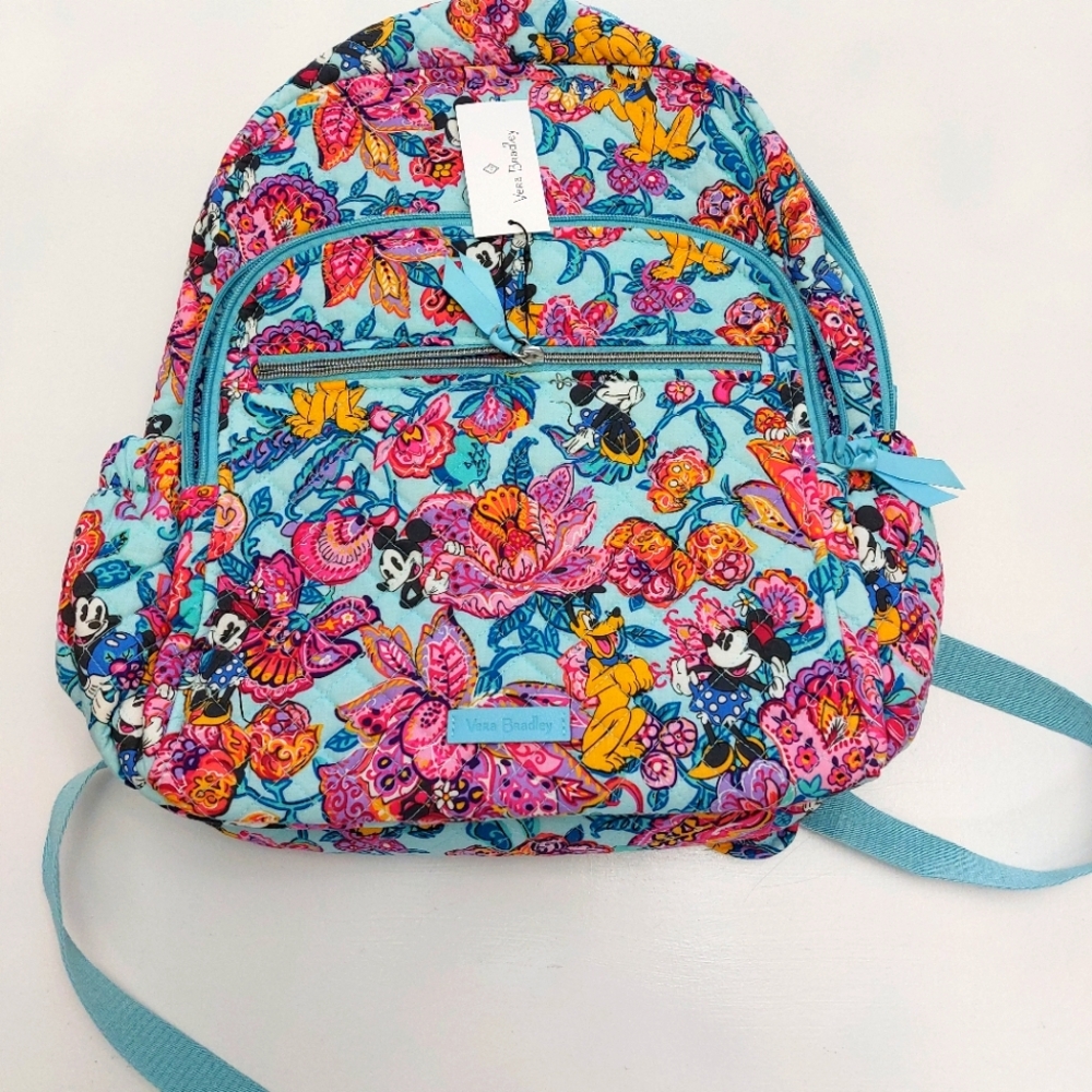 Vera Bradley Disney Mickey's Colorful Garden Campus Backpack NWT